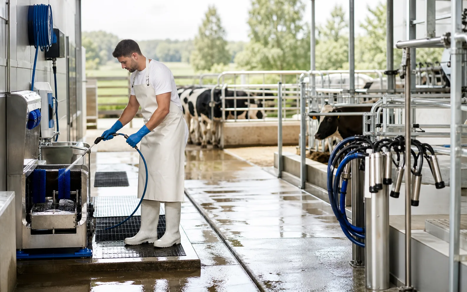 Dairy and livestock hygiene with clean farm disinfection systems